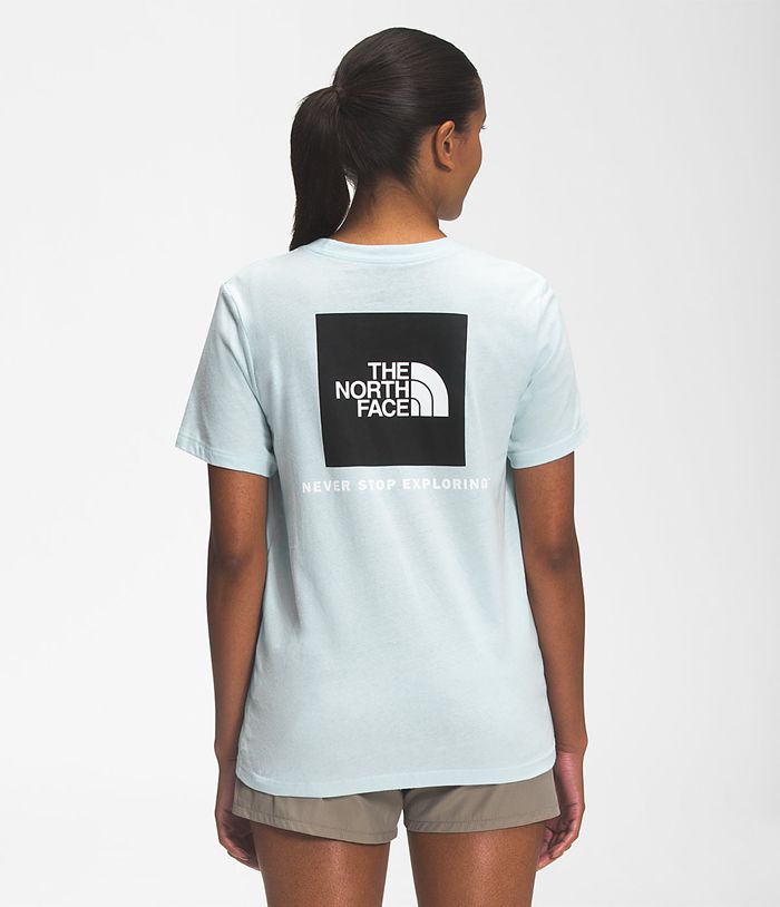 The North Face Short Sleeve Box NSE Womens T-Shirts Blue 091275-AZT